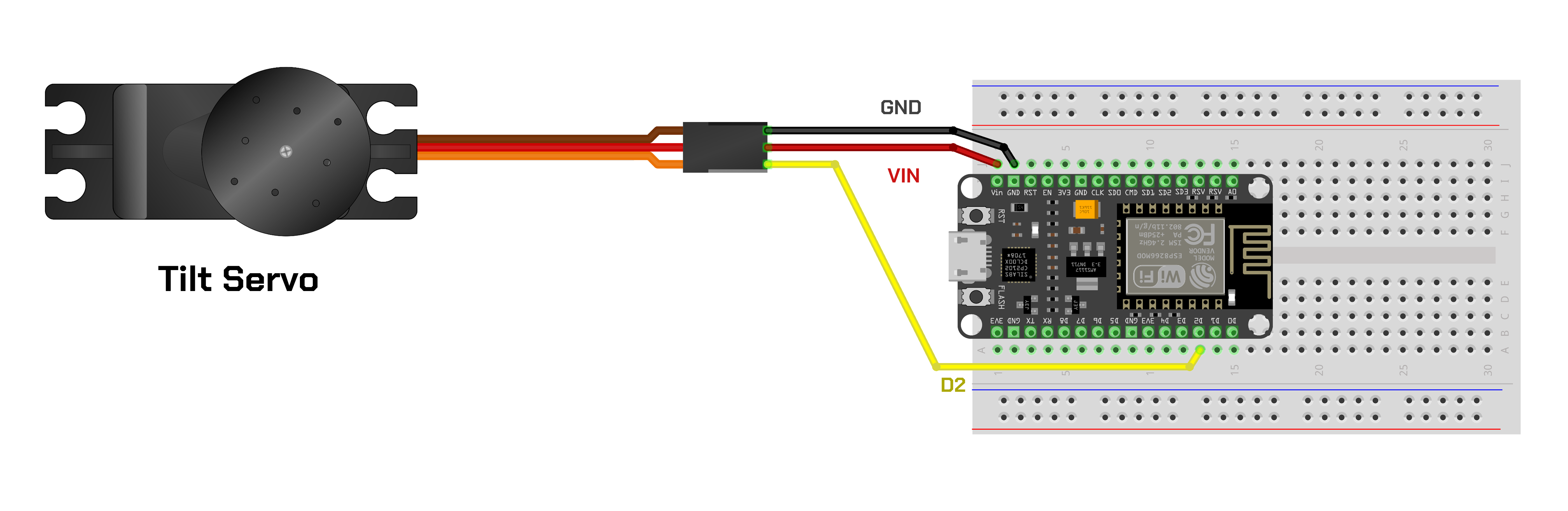 Tilt Servo Wiring Diagram - Connect to D2 (GPIO 4)